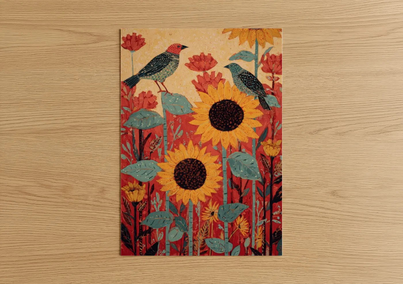 Birds Among Sunflowers Garden Wall Art
