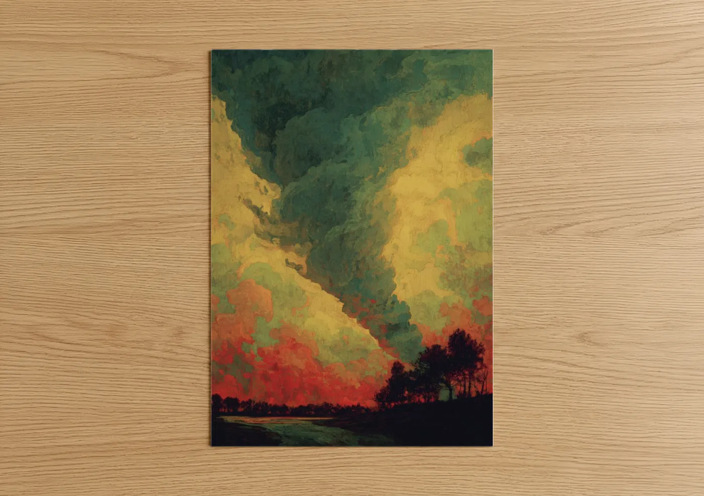 Stormy Tornado Landscape Painting Wall Art