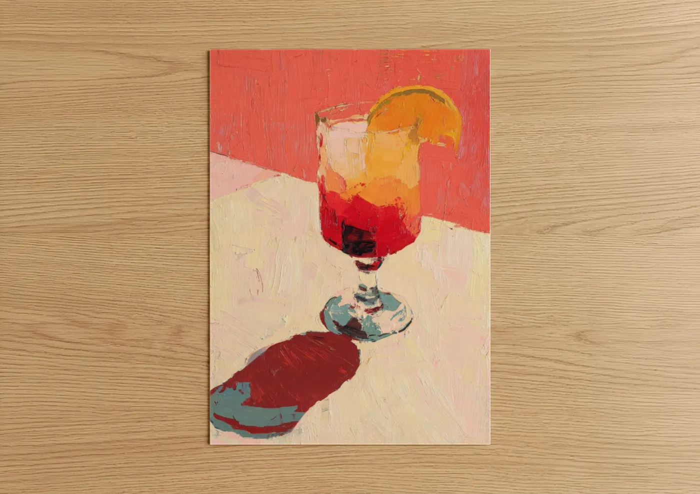 Crimson Cocktail Modern Art Print Wall Art