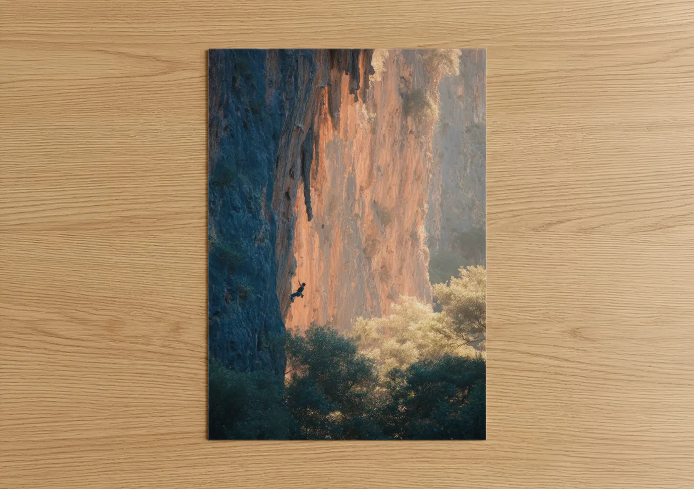 Rock Climber on Massive Cliff Face Wall Art