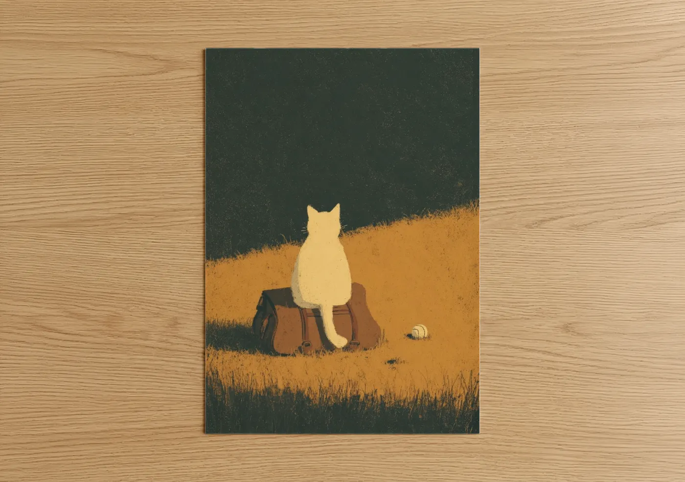 Cricket Field Cat Minimalist Art Wall Art