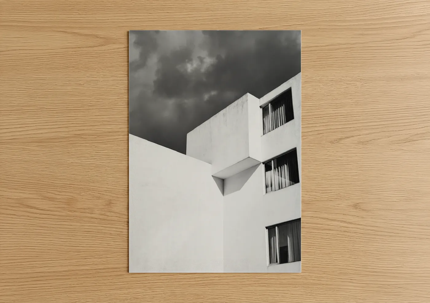 Modern White Building Dramatic Storm Sky Wall Art