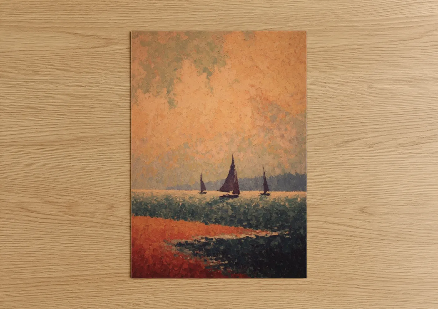 Golden Horizon Sailboats Seascape Wall Art