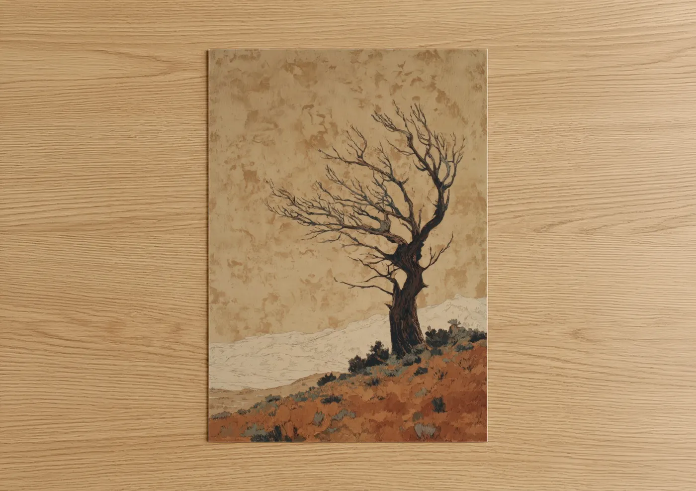 Solitary Desert Tree Landscape Wall Art
