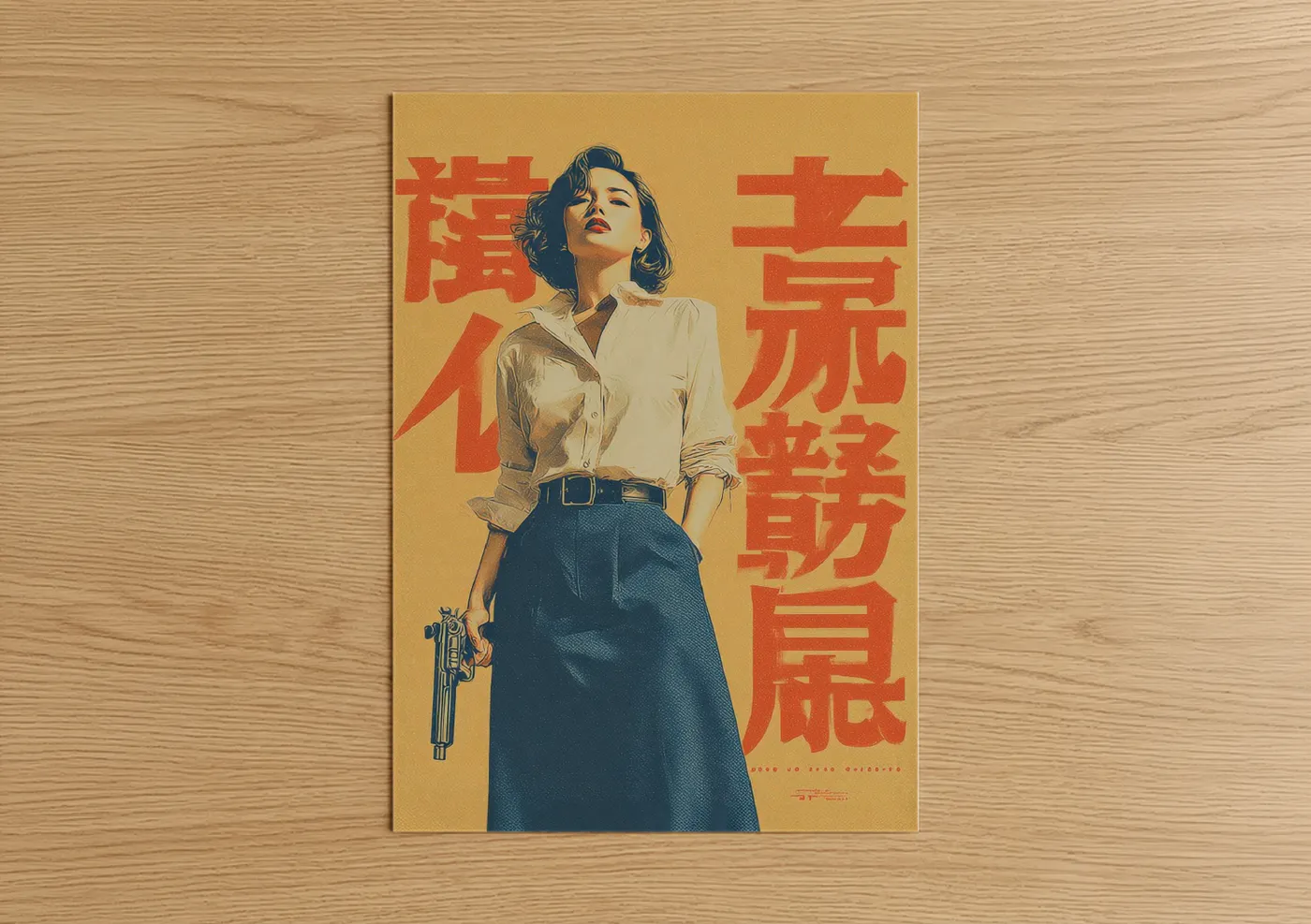 Vintage Japanese Noir Woman Retro Poster Wall Art