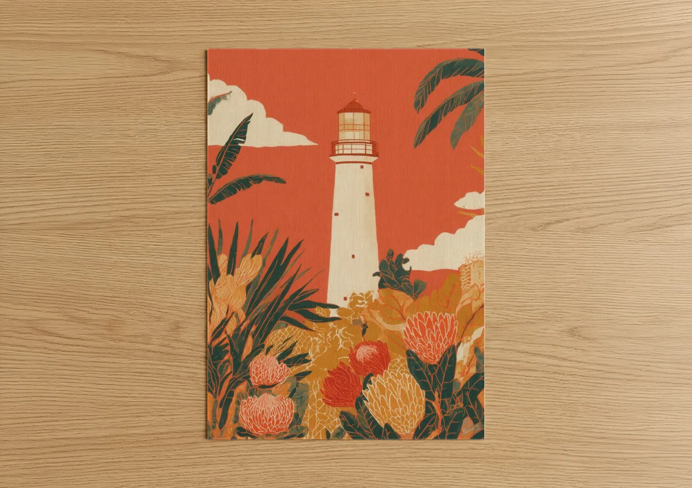 Tropical Lighthouse Botanical Art Print Wall Art