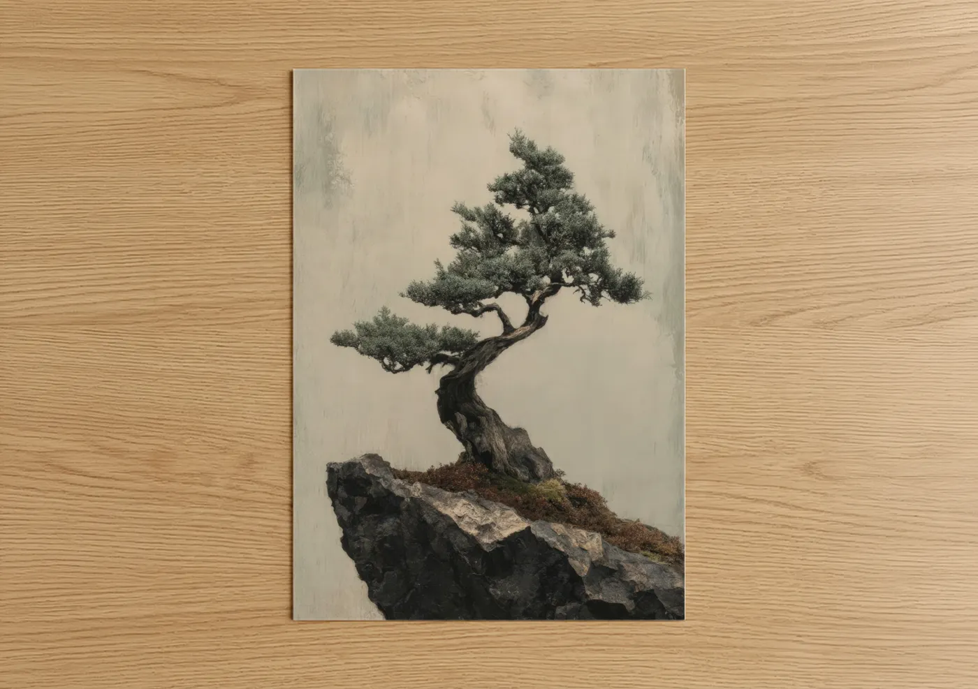 Bonsai Tree on Rock Minimalist Wall Art