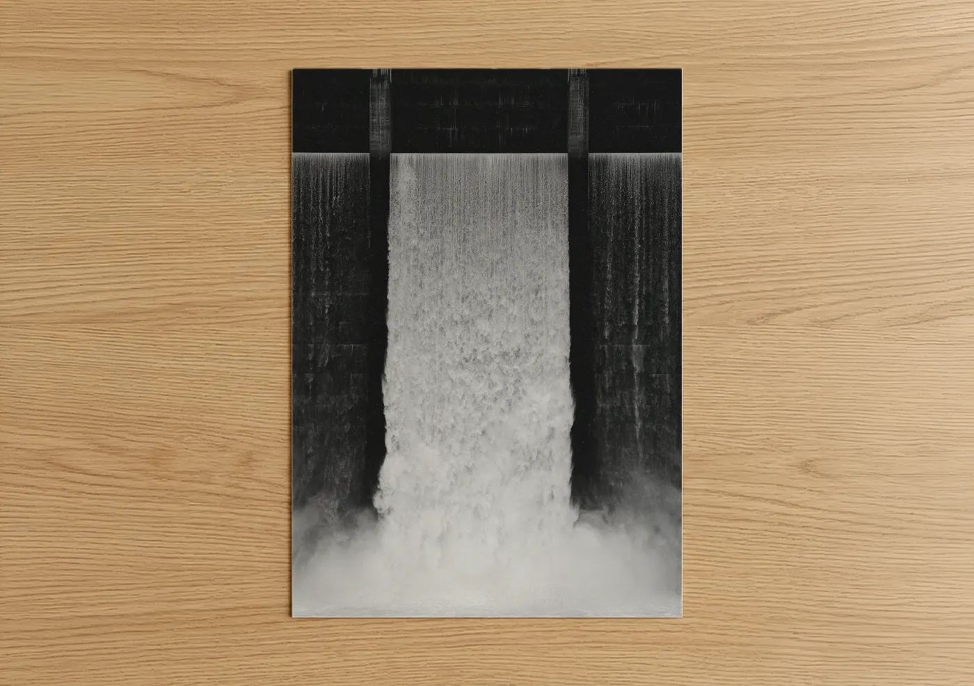 Powerful Dam Waterfall Black and White Wall Art