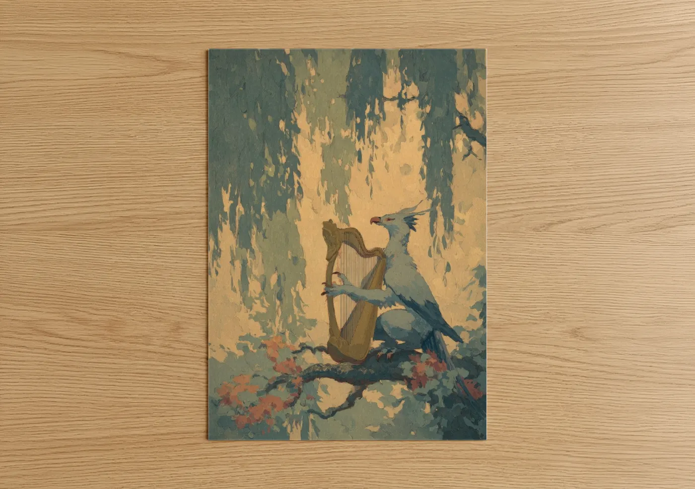 Mythical Griffin Playing Harp Wall Art