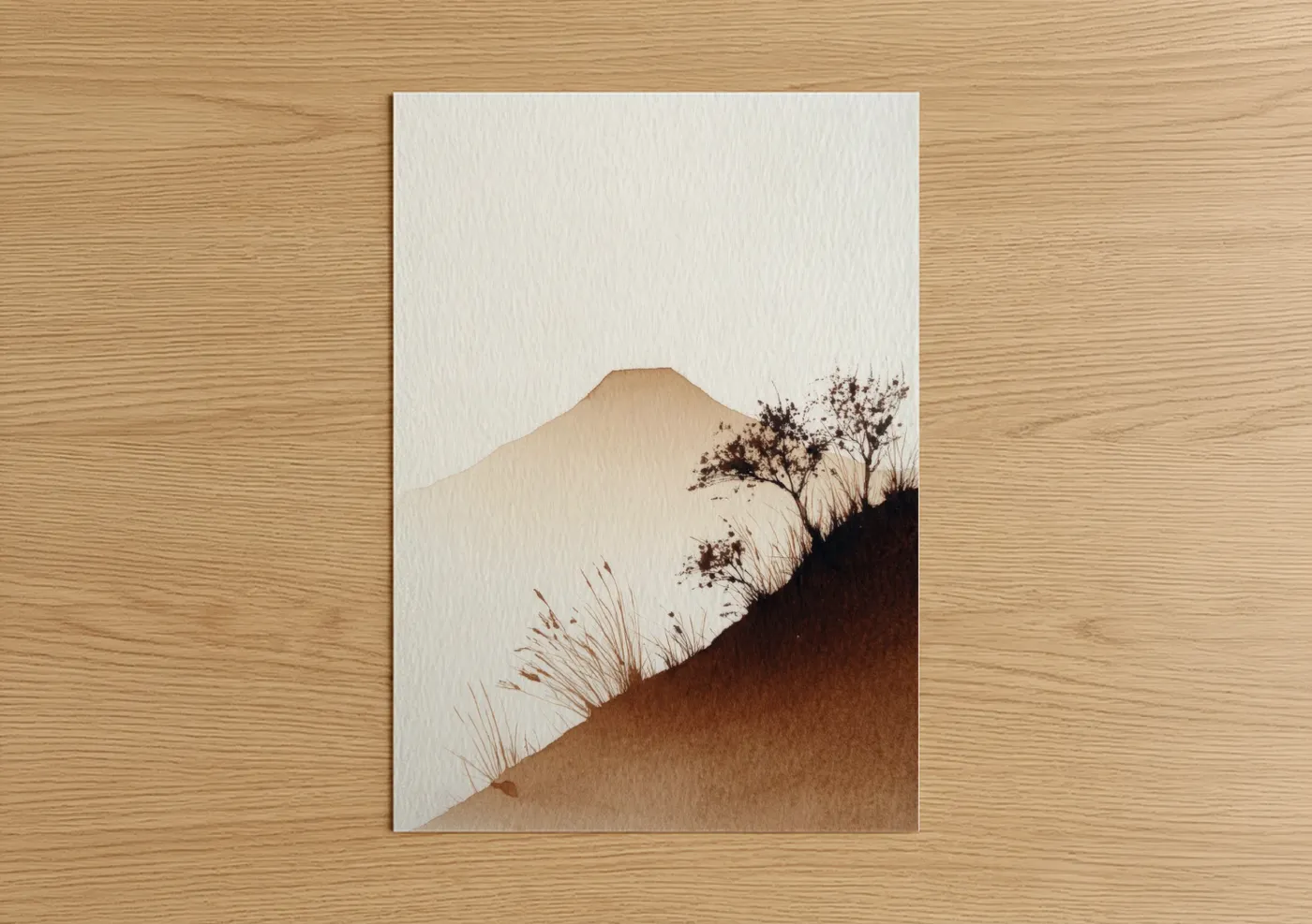 Minimalist Mountain Landscape Watercolor Wall Art