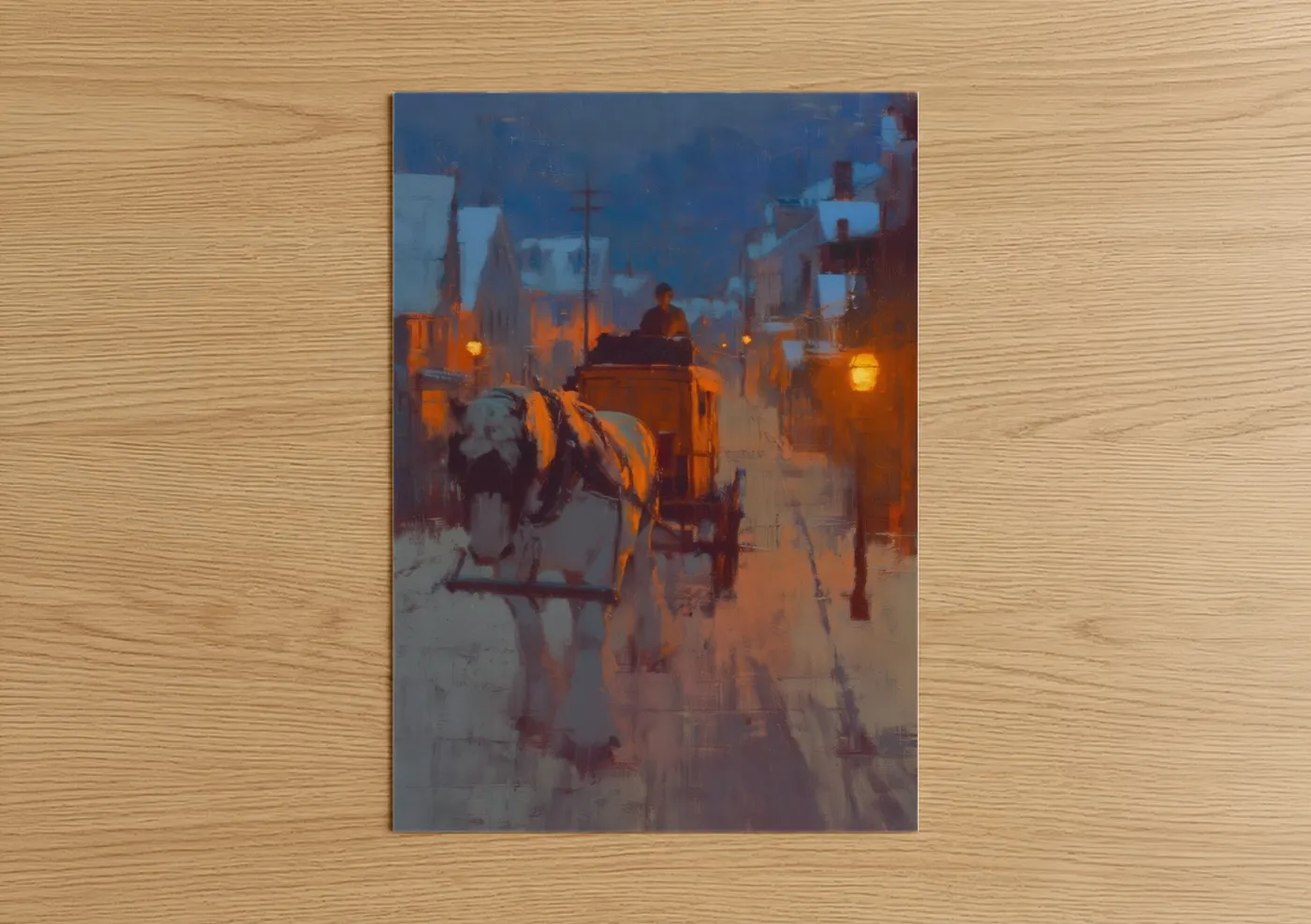 Clydesdale Horse Evening Street Scene Wall Art