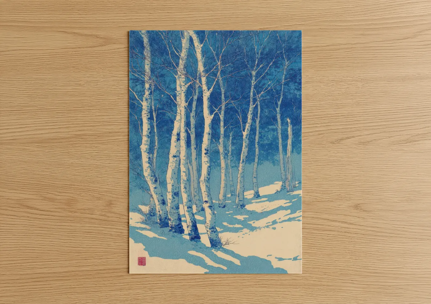 Snowy Birch Forest Winter Landscape Wall Art