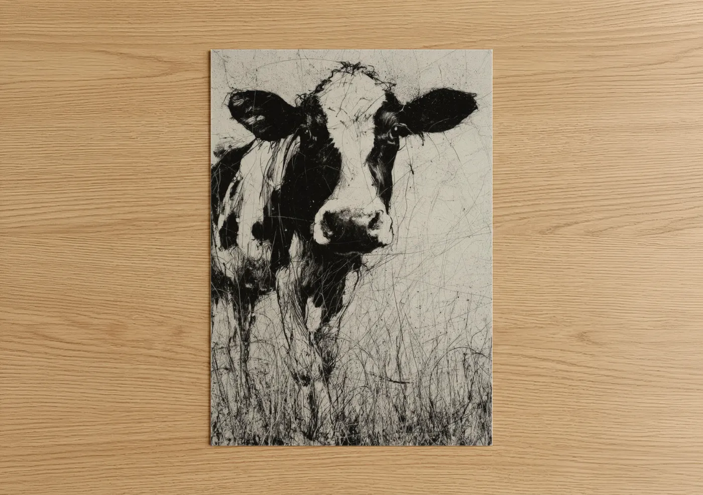 Jersey Cow Pastoral Black and White Wall Art
