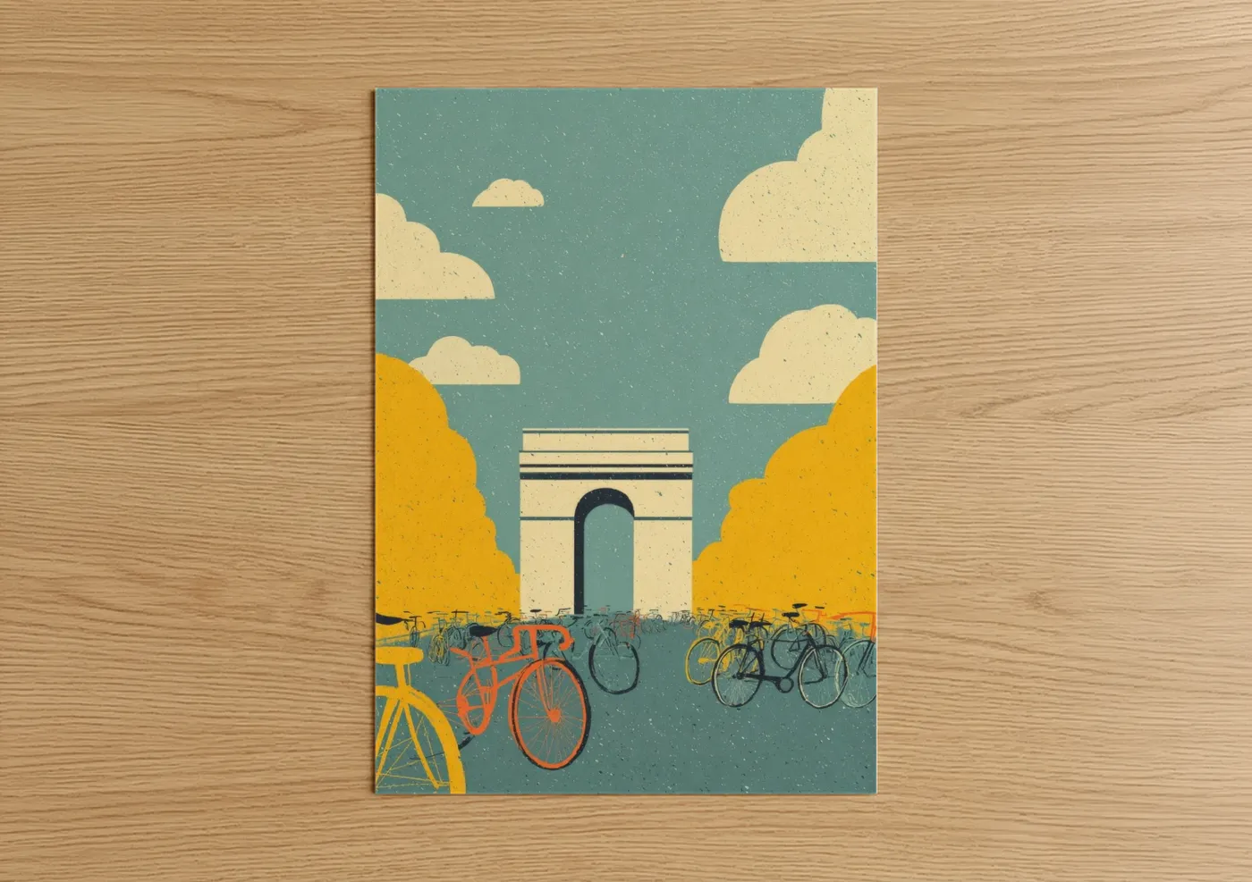 Arc de Triomphe Autumn Bicycle Landscape Wall Art