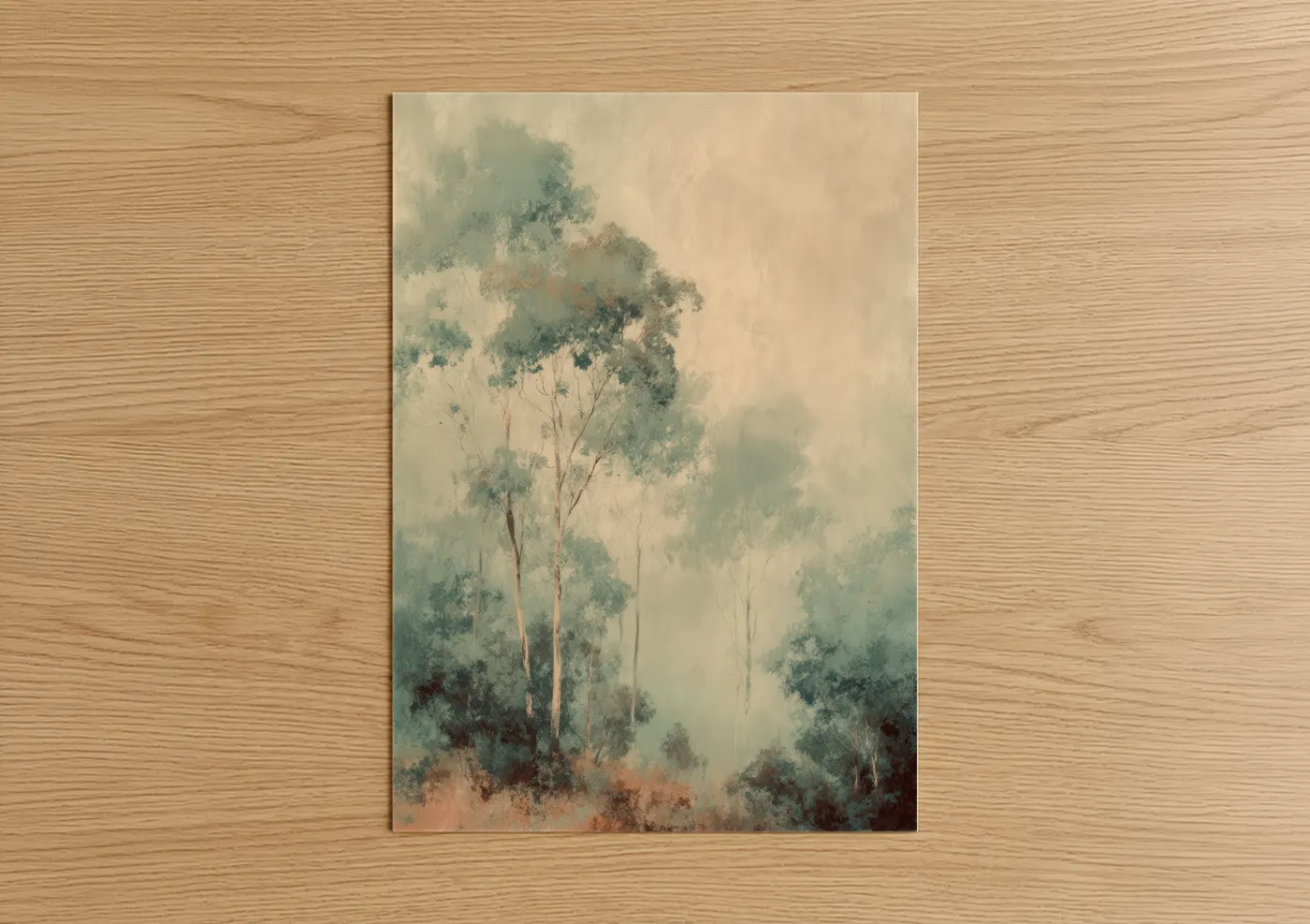 Misty Eucalyptus Forest Watercolor Wall Art