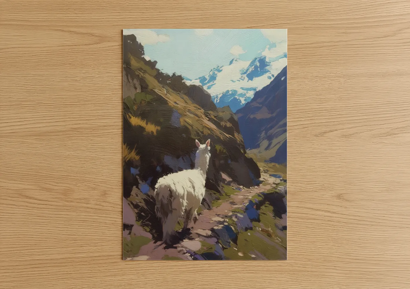 Alpine Alpaca Mountain Landscape Wall Art