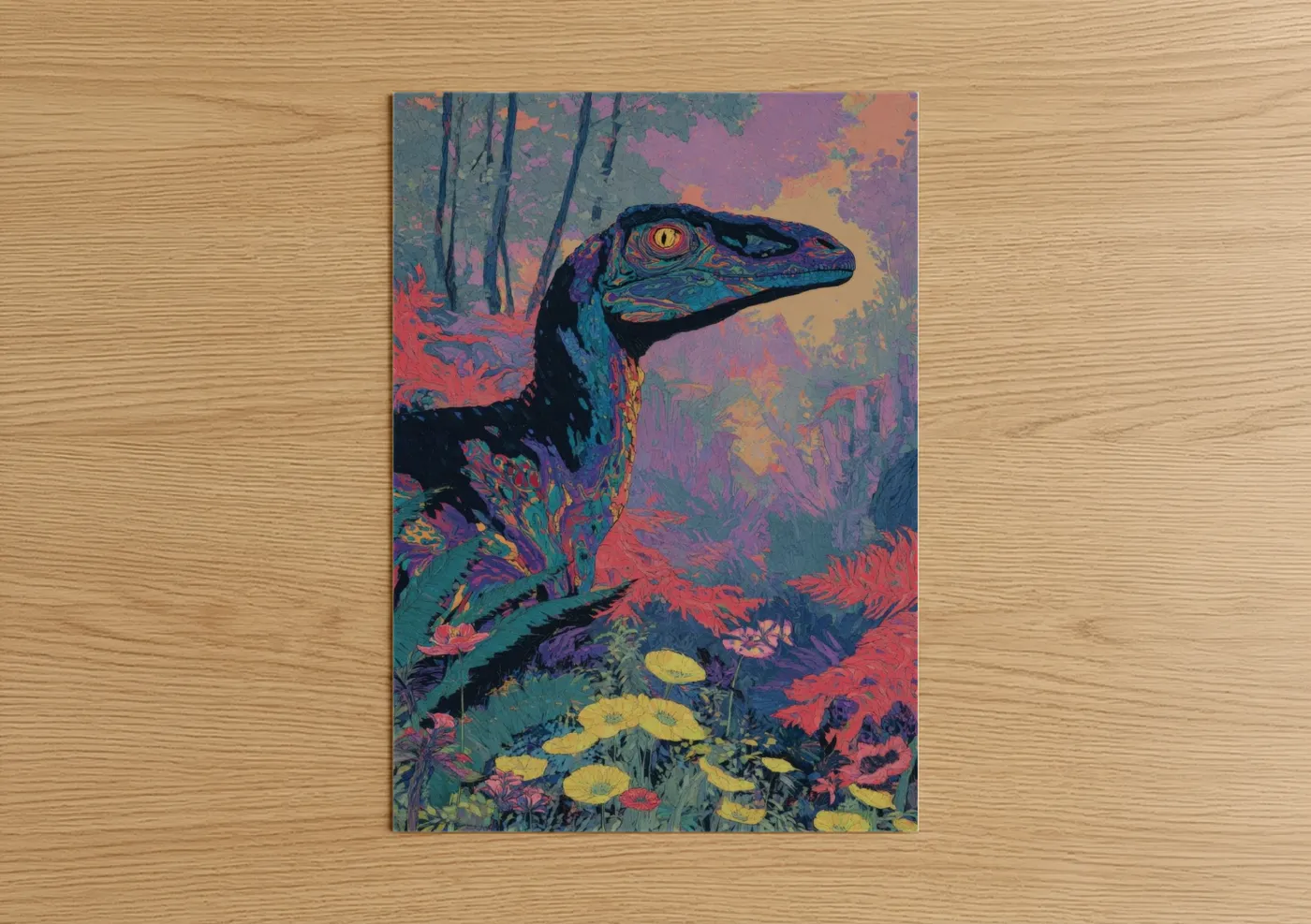 Colorful Dinosaur Pop Art Illustration Wall Art