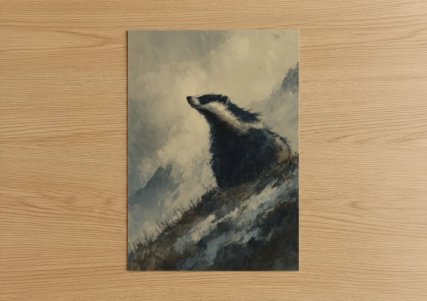 Alpine Badger Mountain Snow Wildlife Wall Art