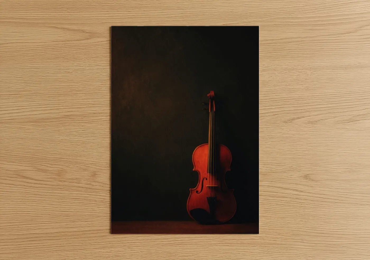 Red Violin Dark Background Music Wall Art