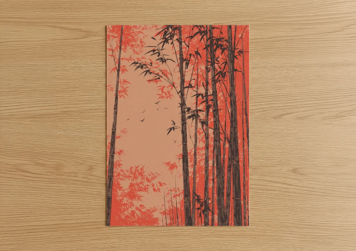 Crimson Bamboo Forest Japanese Wall Art