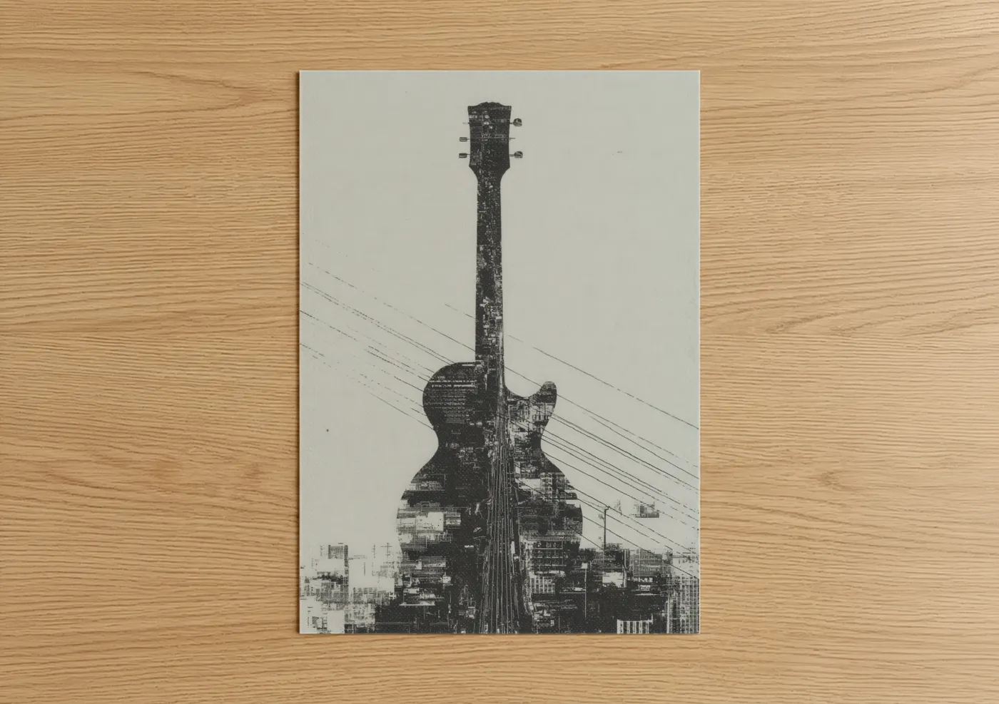 Electric Guitar Urban Cityscape Wall Art