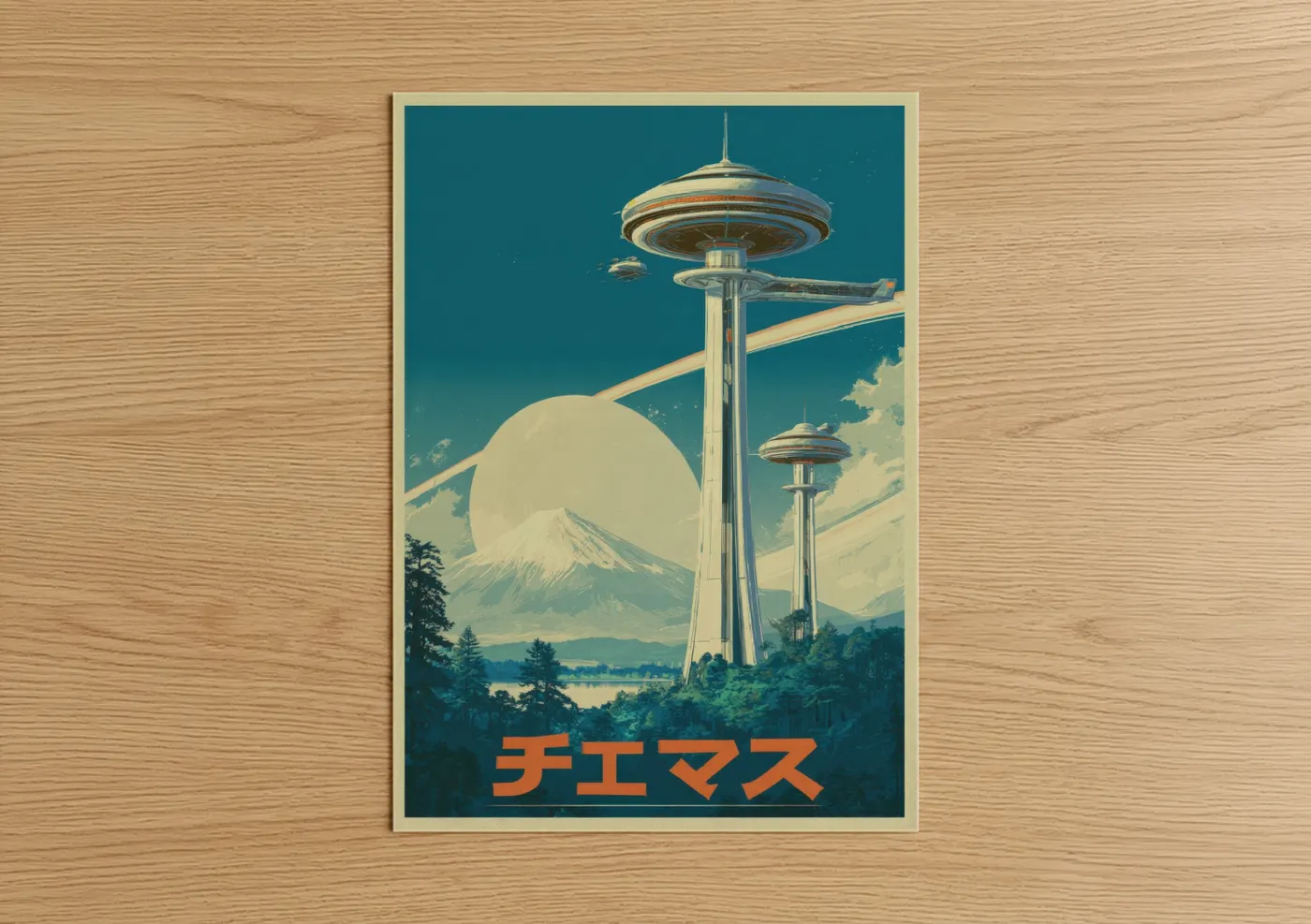 Retro Futurism Mountain Landscape Wall Art