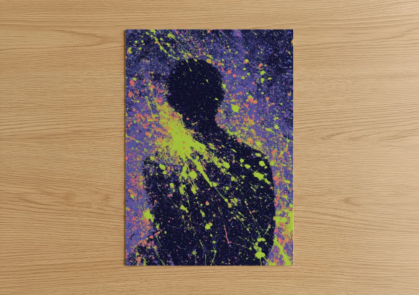 Neon Silhouette Body Art Splatter Wall Art