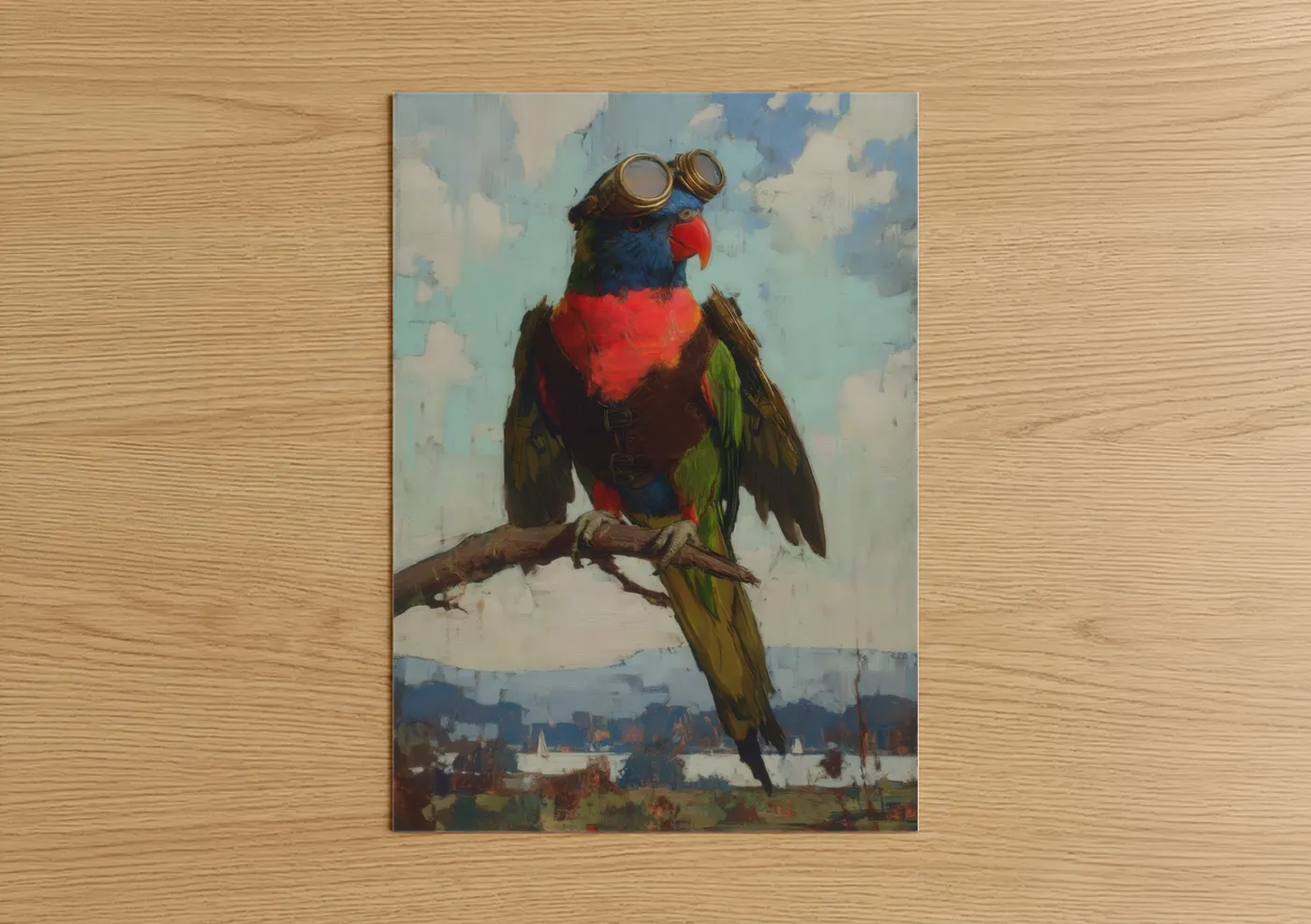 Steampunk Rainbow Lorikeet with Goggles Wall Art