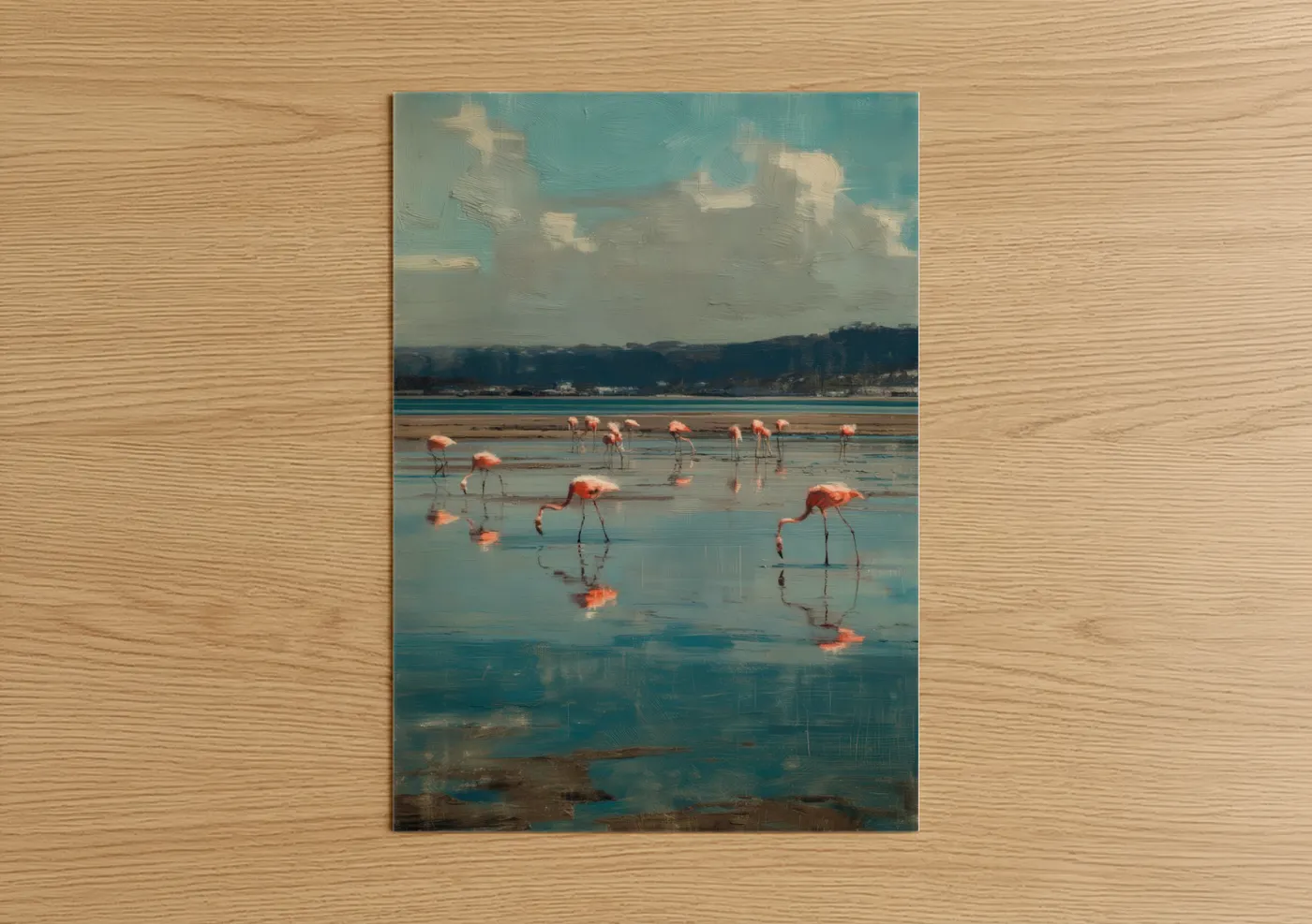 Pink Flamingos Shallow Water Lagoon Wall Art
