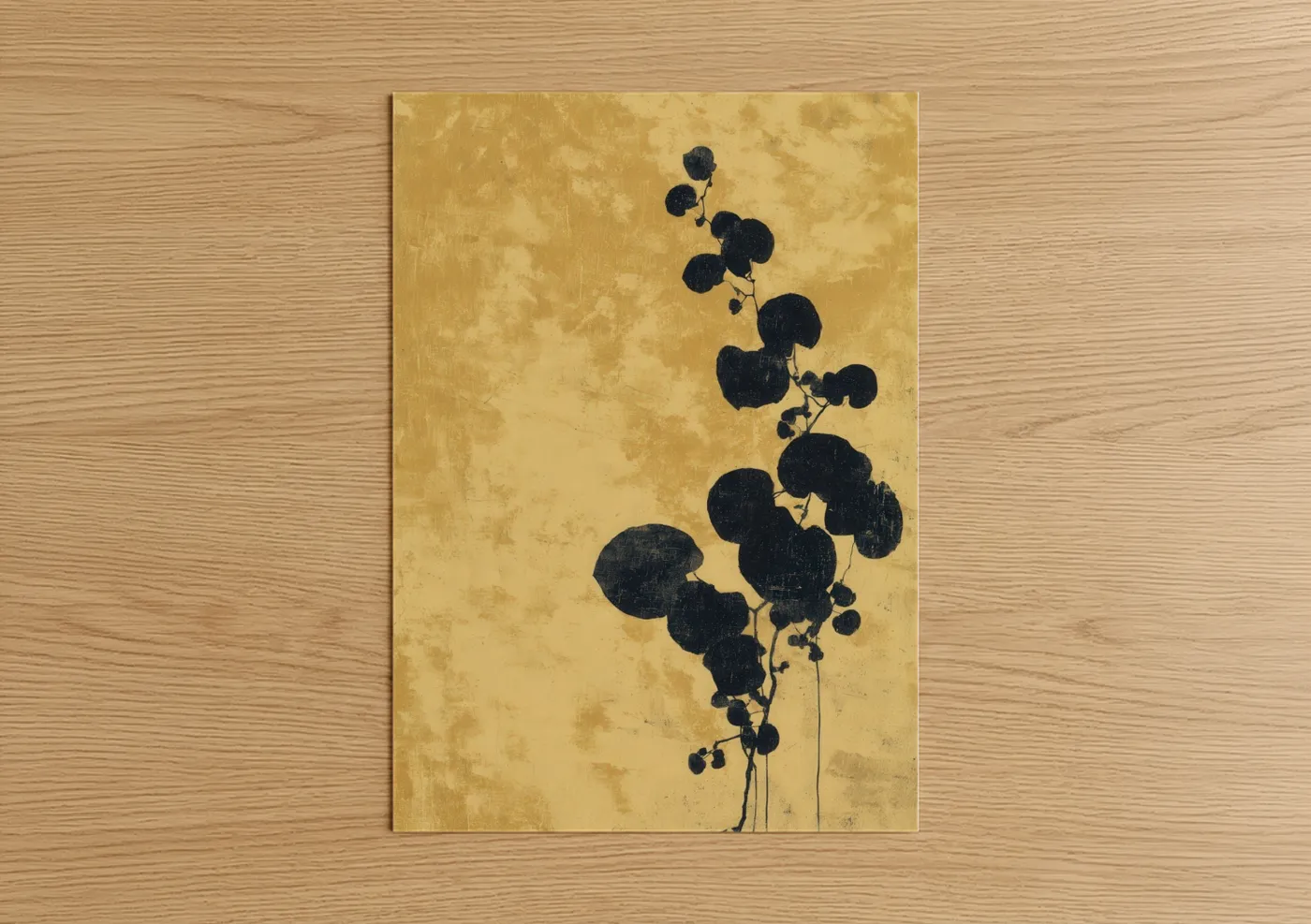 Golden Violet Silhouette Botanical Wall Art