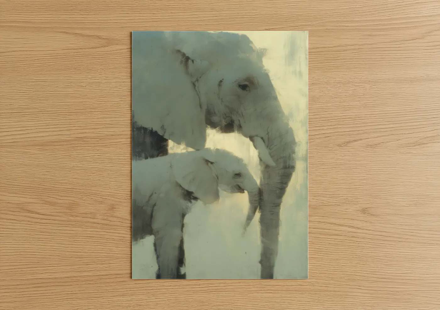 Snowy Elephant Bond Watercolor Wall Art