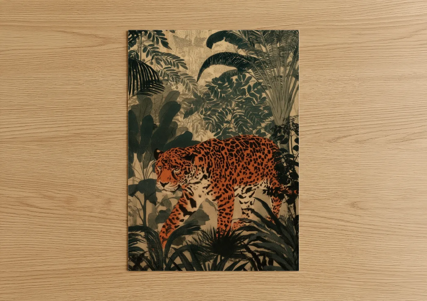 Prowling Jaguar Jungle Botanical Wall Art