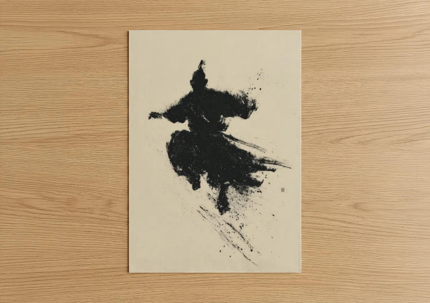 Dynamic Kung Fu Warrior Ink Wall Art
