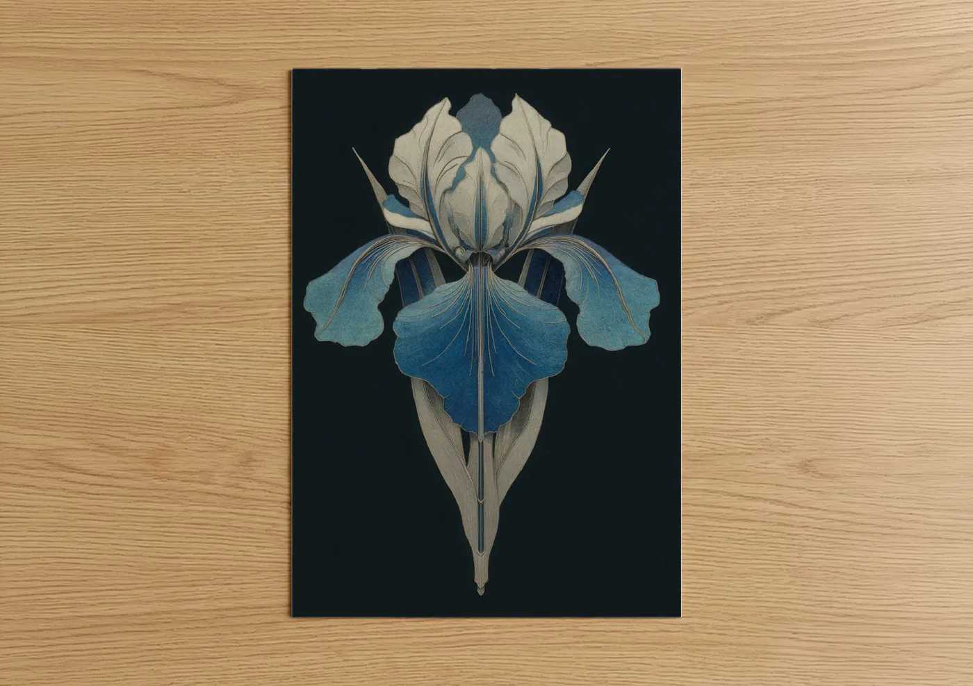 Indigo Iris Bloom Botanical Art Wall Art