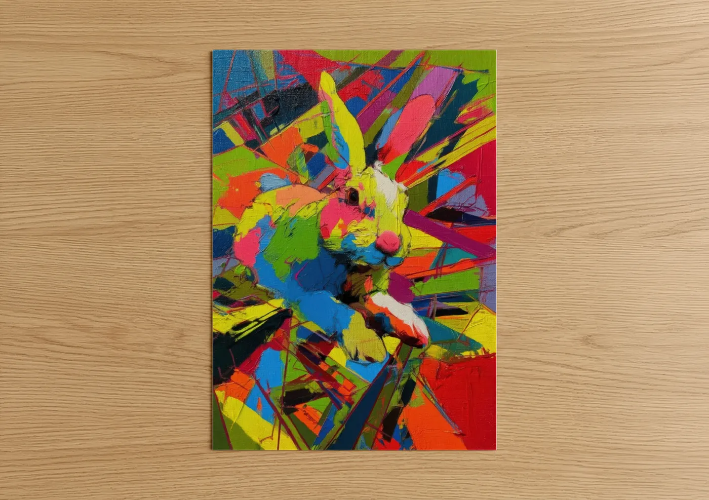 Neon Rabbit Pop Art Abstract Wall Art