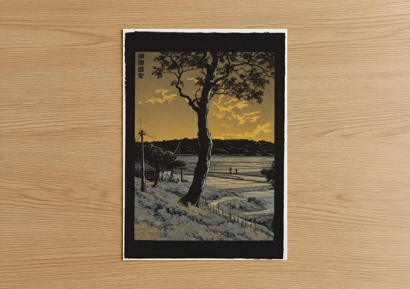 Golden Twilight Rural Landscape Wall Art
