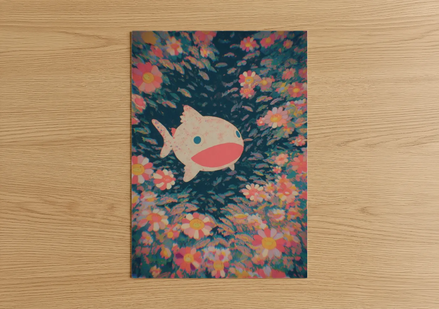 Whimsical Siren Illustration Floral Wall Art
