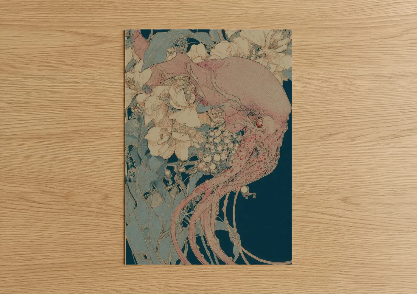 Ethereal Squid Anatomical Illustration Wall Art