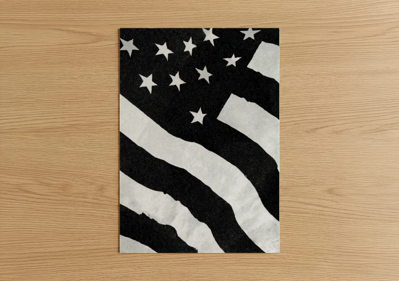 American Flag Patriotic Black White Wall Art