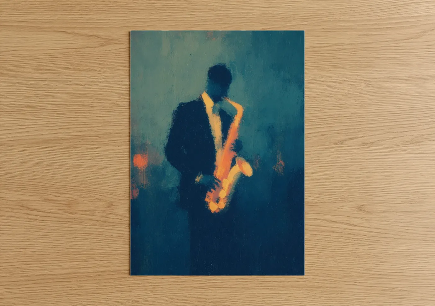 Silhouette Saxophonist Jazz Musician Wall Art