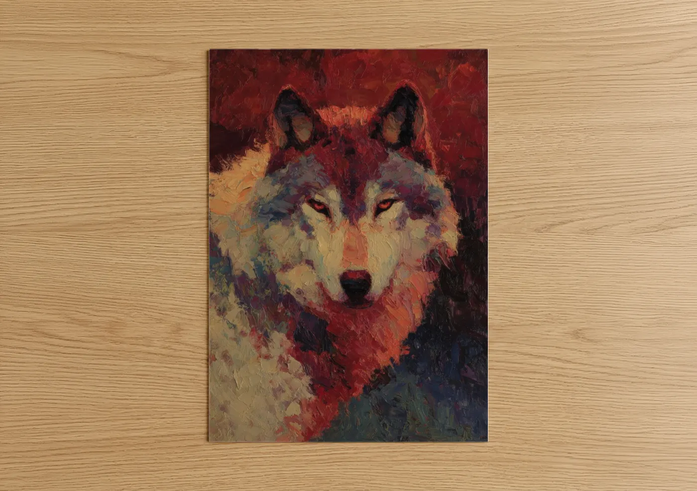 Crimson Wolf Portrait Abstract Wall Art