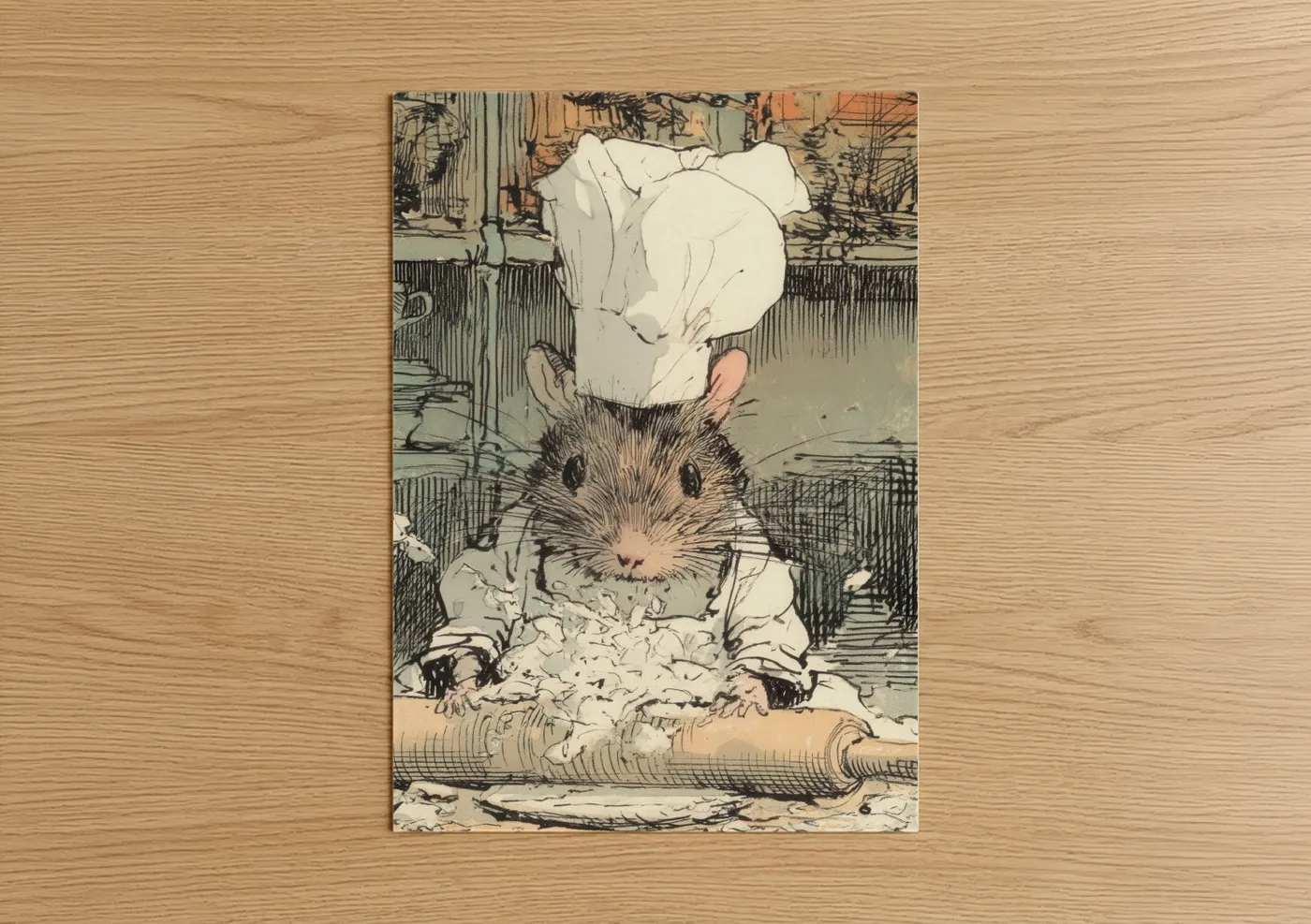 Baker Gerbil Cooking Kitchen Art Print Wall Art