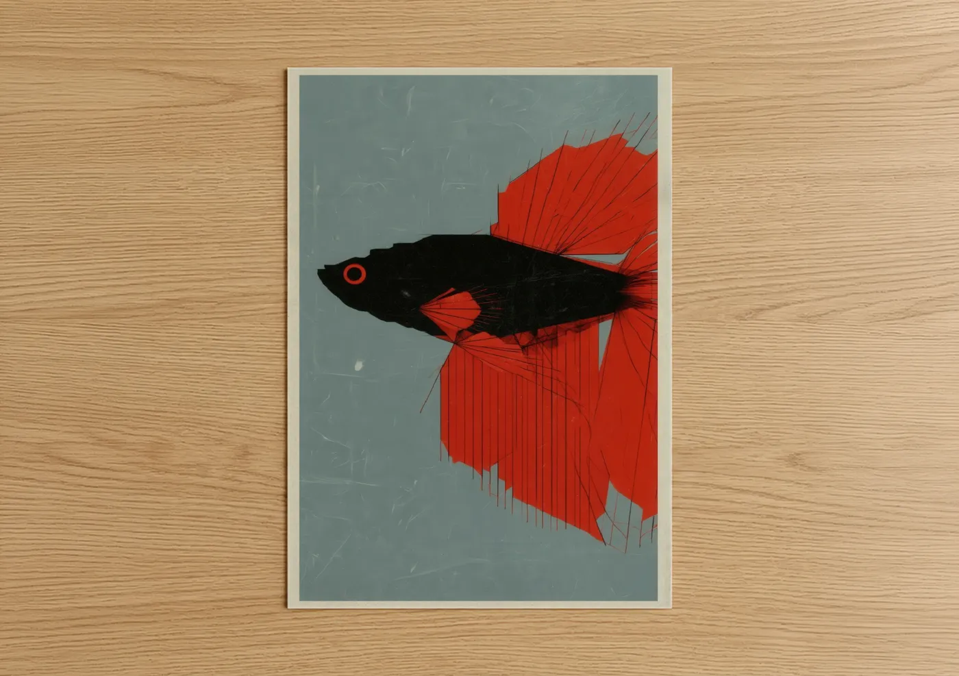Crimson Betta Fish Modern Wall Art