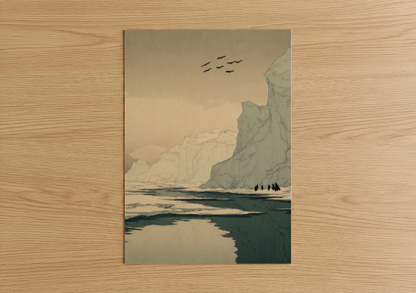 Arctic Glacier with Figures Winter Landscape Wall Art