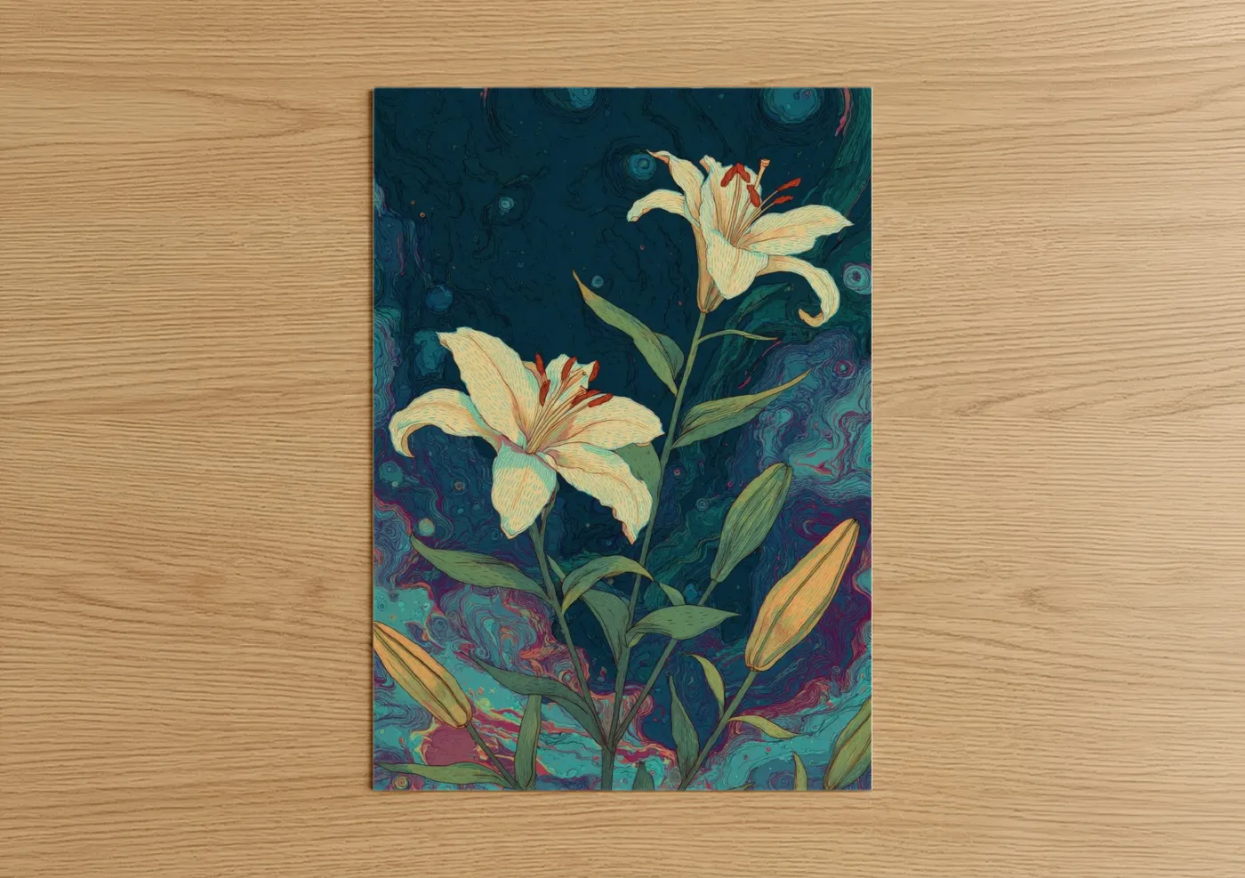 Starry Lilies Abstract Floral Wall Art