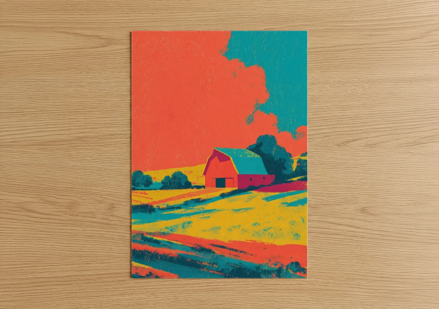Colorful Barn Landscape Pop Wall Art