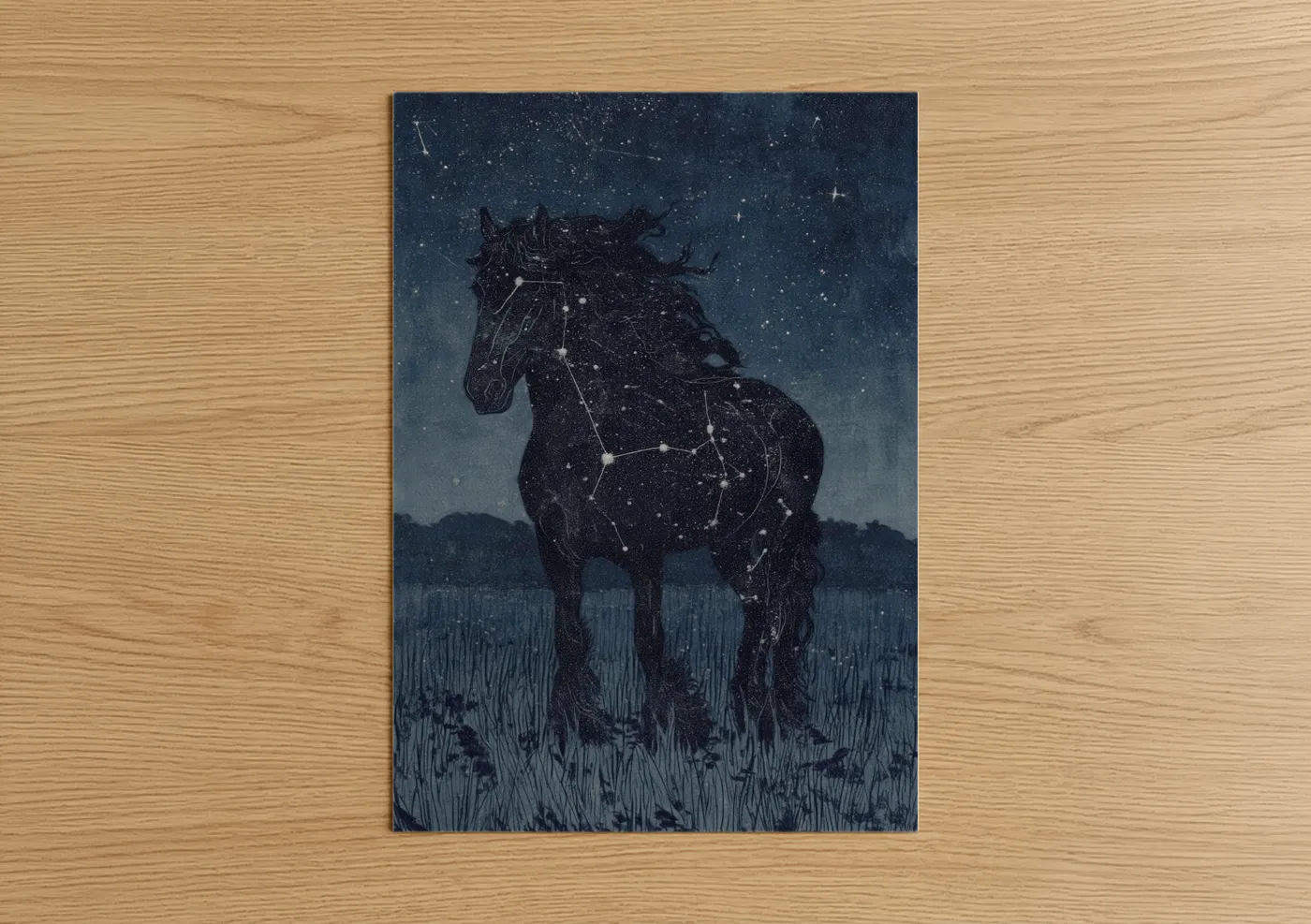 Celestial Friesian Horse Night Sky Wall Art