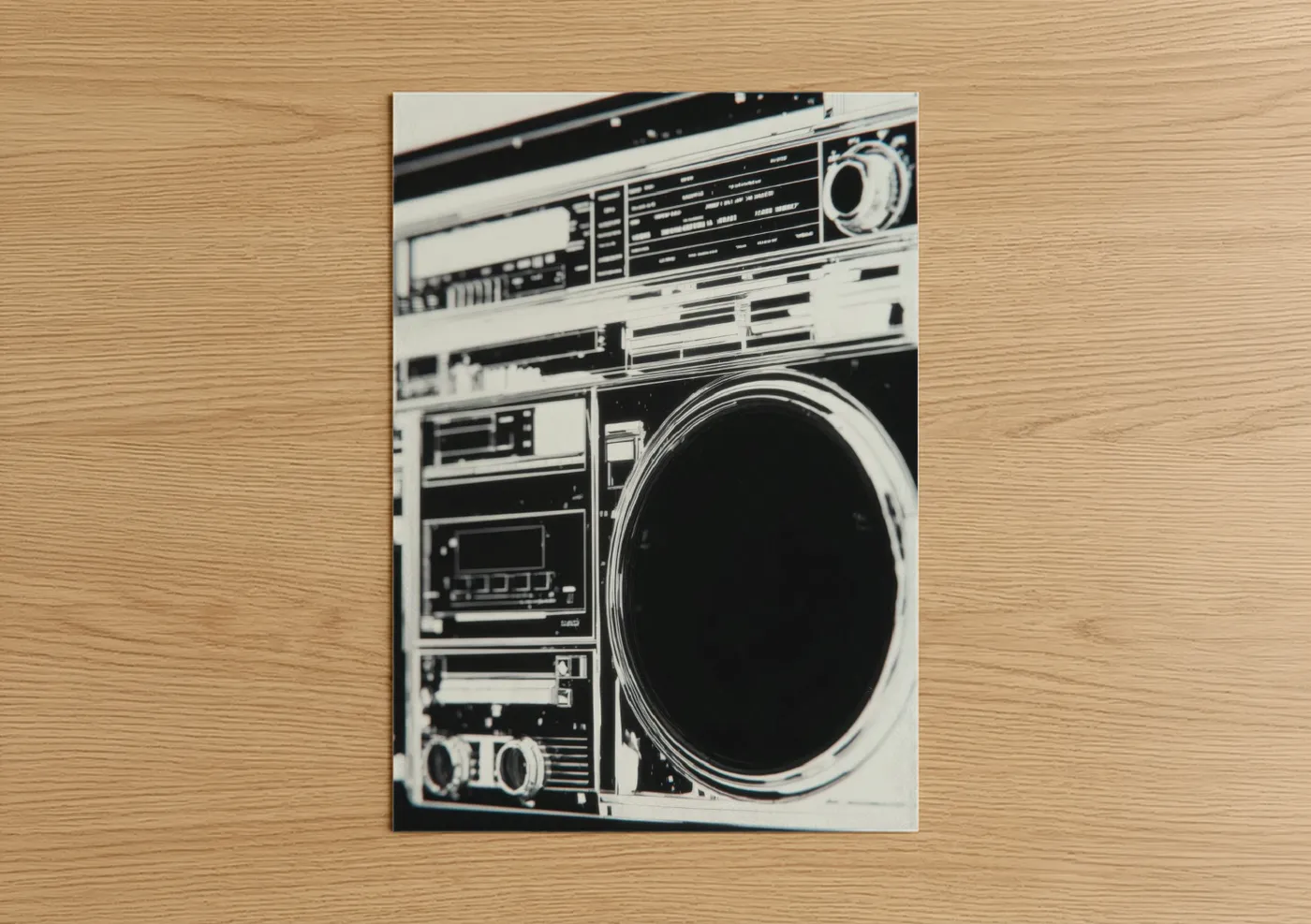 Vintage Boombox Black and White Wall Art
