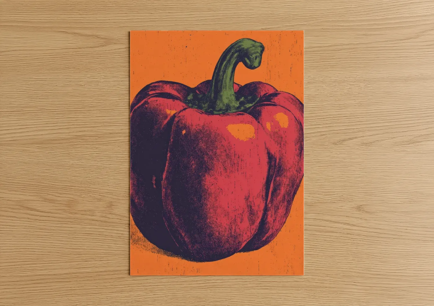 Crimson Bell Pepper Pop Art Illustration Wall Art