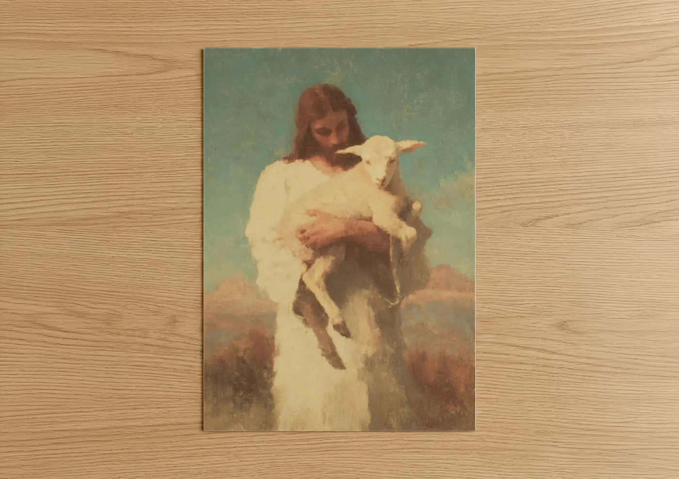 Jesus Christ Shepherd Lamb Religious Wall Art